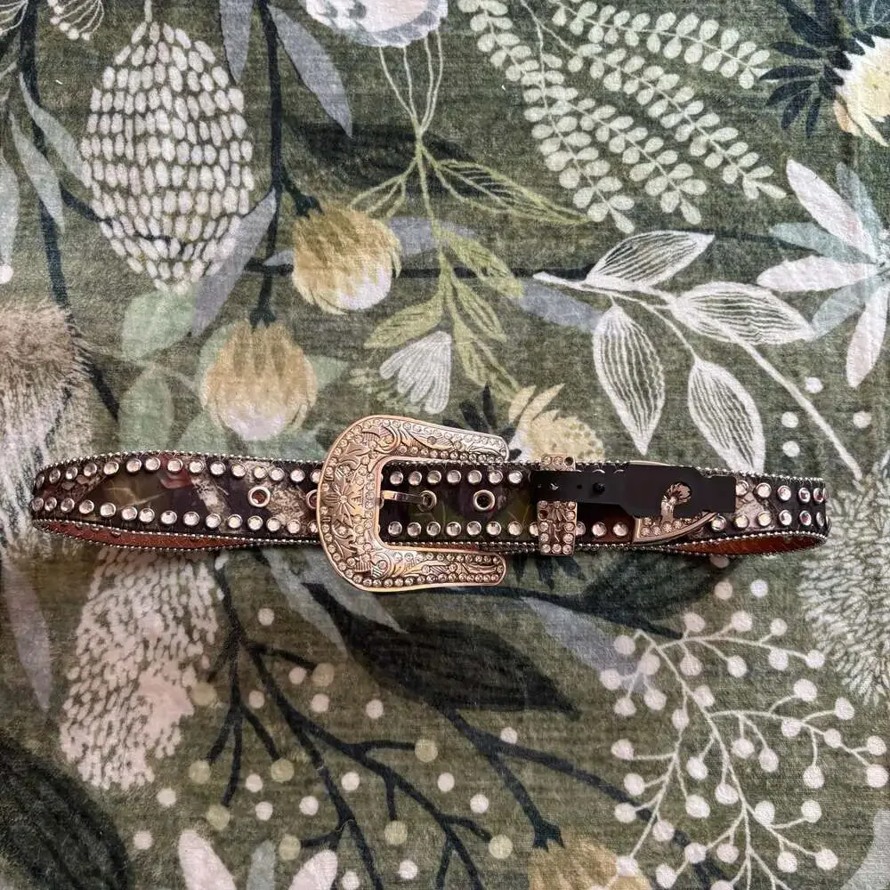 Blazin Roxx Camo Rhinestone Western Belt Size Small Y2K McBling